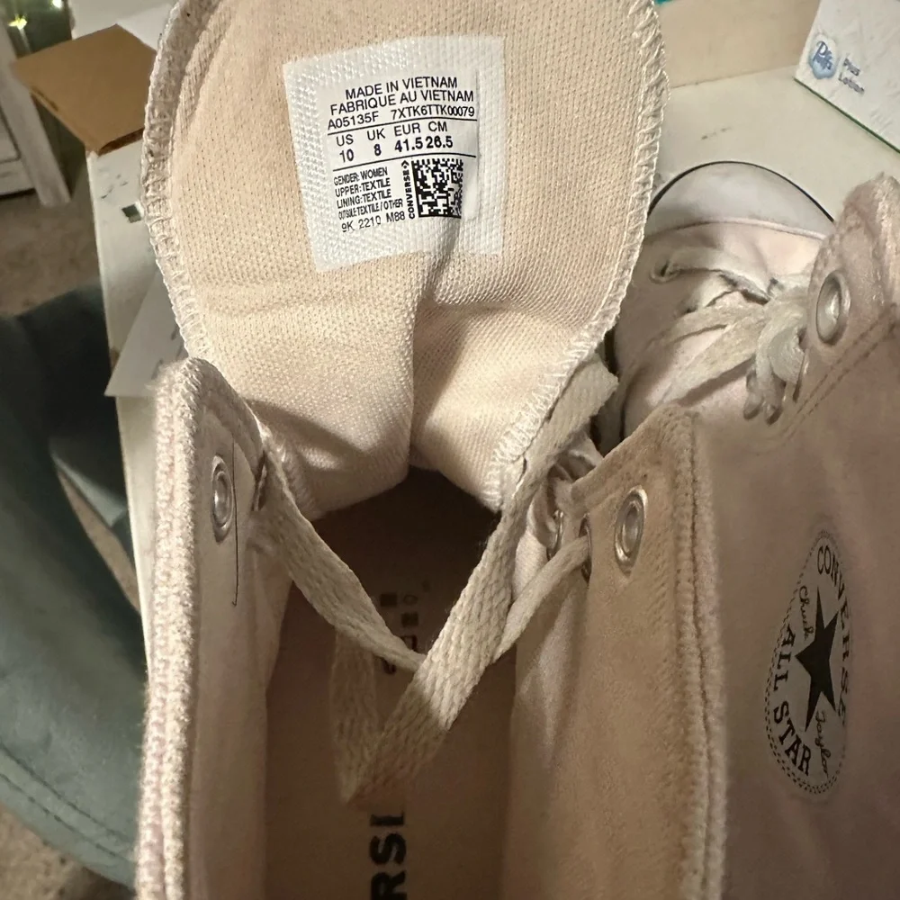 Converse High Top Sneakers in Light Pink and White